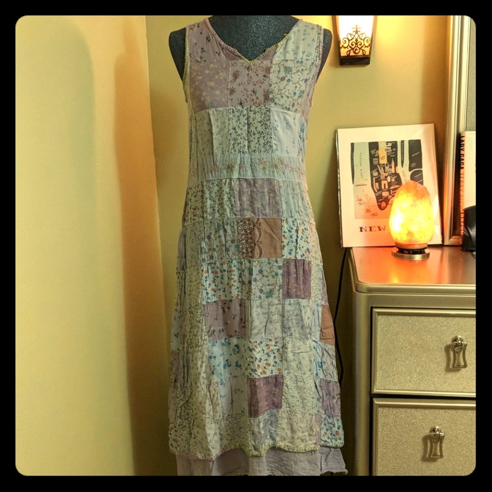Blue Sky Patchwork Summer Dress